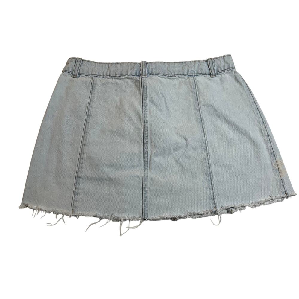 Zara Denim Mini Skirt w/ Raw Hem Size M Casual Festival Y2K Summer Cotton 90s - Picture 2 of 10